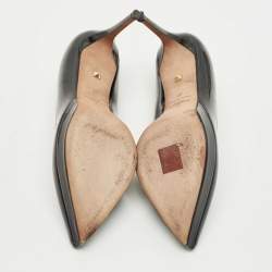 Pre Owned Valentino Black Patent Leather Pointed Toe Platform Pumps Size 37