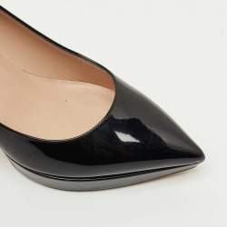 Pre Owned Valentino Black Patent Leather Pointed Toe Platform Pumps Size 37