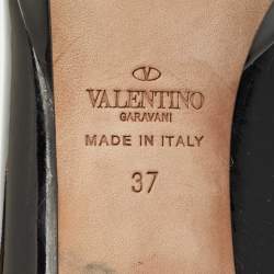 Pre Owned Valentino Black Patent Leather Pointed Toe Platform Pumps Size 37