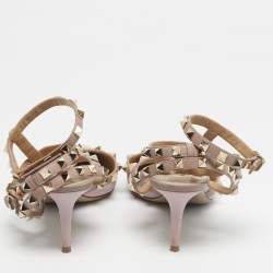 Pre Owned Valentino Blush Pink Leather Rockstud Ankle Strap Pumps Size 41