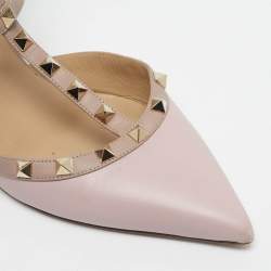Pre Owned Valentino Blush Pink Leather Rockstud Ankle Strap Pumps Size 41