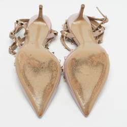 Pre Owned Valentino Blush Pink Leather Rockstud Ankle Strap Pumps Size 41