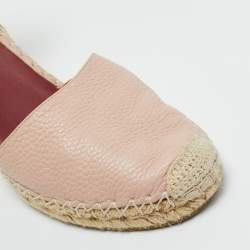 Pre Owned Valentino Blush Pink Leather Rockstud Ankle Strap Wedge Espadrille Sandals Size 41