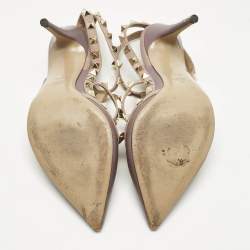 Pre Owned Valentino Pale Purple Leather Rockstud Ankle Strap Pumps Size 38.5