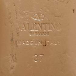 Pre Owned Valentino Pink Leather Rockstud Ballet Flats Size 37