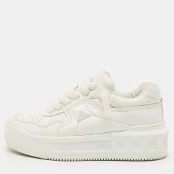 Pre Owned Valentino White Leather One Stud Sneakers Size 37.5