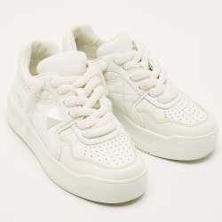 Pre Owned Valentino White Leather One Stud Sneakers Size 37.5