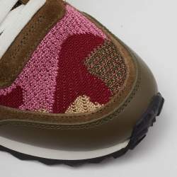 Pre Owned Valentino Multicolor Suede, Leather and Knit Fabric Rockrunner Sneakers Size 37