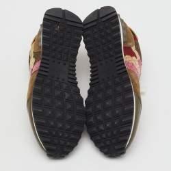 Pre Owned Valentino Multicolor Suede, Leather and Knit Fabric Rockrunner Sneakers Size 37