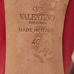 Pre Owned Valentino Burgundy/Red Leather Pointed Toe Pumps Size 40