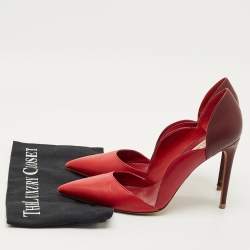 Pre Owned Valentino Burgundy/Red Leather Pointed Toe Pumps Size 40