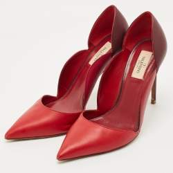 Pre Owned Valentino Burgundy/Red Leather Pointed Toe Pumps Size 40