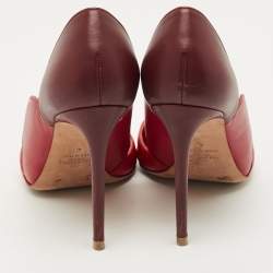 Pre Owned Valentino Burgundy/Red Leather Pointed Toe Pumps Size 40
