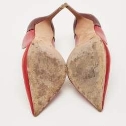 Pre Owned Valentino Burgundy/Red Leather Pointed Toe Pumps Size 40