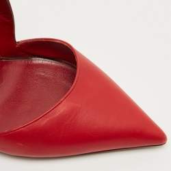 Pre Owned Valentino Burgundy/Red Leather Pointed Toe Pumps Size 40