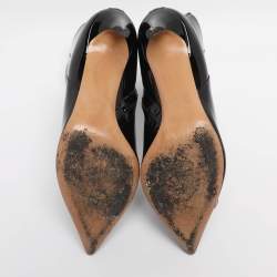 Pre Owned Valentino Beige Patent Leather VLogo Ankle Length Boots Size 38