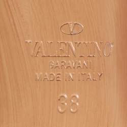 Pre Owned Valentino Beige Patent Leather VLogo Ankle Length Boots Size 38