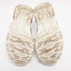 Pre Owned Valentino White Leather and Fabric Climbers Sneakers Size 38