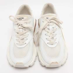 Pre Owned Valentino White Leather and Fabric Climbers Sneakers Size 38