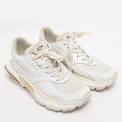 Pre Owned Valentino White Leather and Fabric Climbers Sneakers Size 38