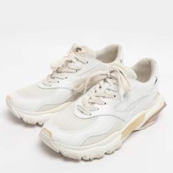 Pre Owned Valentino White Leather and Fabric Climbers Sneakers Size 38