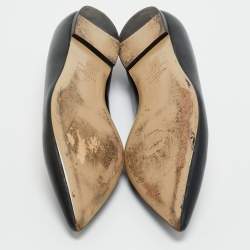 Pre Owned Valentino Black Leather One Stud Ballet Flats Size 38