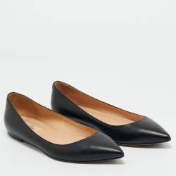 Pre Owned Valentino Black Leather One Stud Ballet Flats Size 38