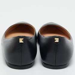 Pre Owned Valentino Black Leather One Stud Ballet Flats Size 38