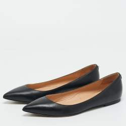 Pre Owned Valentino Black Leather One Stud Ballet Flats Size 38