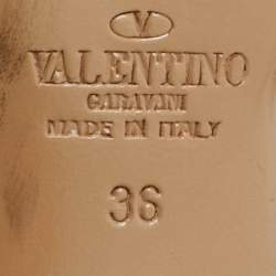 Pre Owned Valentino Green/Old Rose Leather Rockstud Ankle Strap Pumps Size 36