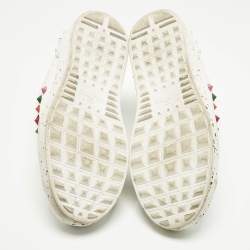 Pre Owned Valentino White Faux Leather Rockstud Open for a Change Sneakers Size 41.5