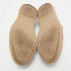 Pre Owned Valentino Beige Leather and Suede  Leisure Flows Slip On Loafers Size 39