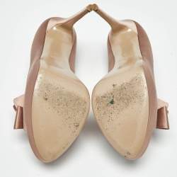 Pre Owned Valentino Dusty Pink Satin Bow Peep Toe Platform Pumps Size 39