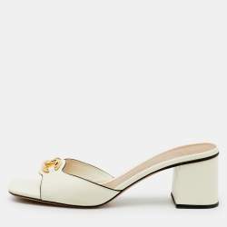 Pre Owned Valentino White Leather Vlogo Slide Sandals Size 38