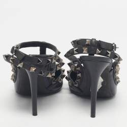 Pre Owned Valentino Black Leather Rockstud Pumps Size 36