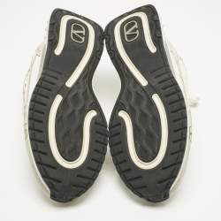 Pre Owned Valentino White/Grey Knit Fabric and Leather Ready Go Low Top Sneakers Size 37