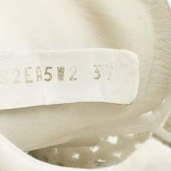 Pre Owned Valentino White/Grey Knit Fabric and Leather Ready Go Low Top Sneakers Size 37