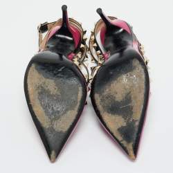 Pre Owned Valentino Purple/Black Leather and Patent Leather Rockstud Pumps Size 39