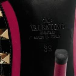 Pre Owned Valentino Purple/Black Leather and Patent Leather Rockstud Pumps Size 39