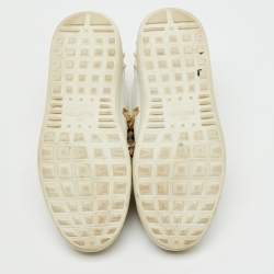 Pre Owned Valentino White Leather Rockstud Low Top Sneakers Size 37.5