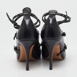 Pre Owned Valentino Black/Beige Leather Love Latch Pumps Size 37