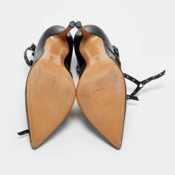 Pre Owned Valentino Black/Beige Leather Love Latch Pumps Size 37