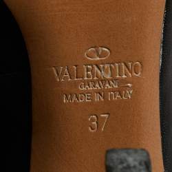 Pre Owned Valentino Black/Beige Leather Love Latch Pumps Size 37