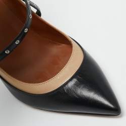 Pre Owned Valentino Black/Beige Leather Love Latch Pumps Size 37