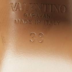 Pre Owned Valentino Beige Patent Leather One Stud Slingback Pumps Size 38