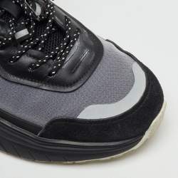 Pre Owned Valentino Black/Grey Mesh and Suede Escape VLogo Sneakers Size 38