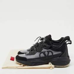 Pre Owned Valentino Black/Grey Mesh and Suede Escape VLogo Sneakers Size 38