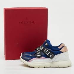 Pre Owned Valentino Multicolor Mesh and Leather VLTN Heroes Velcro Strap Sneakers Size 39