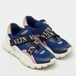 Pre Owned Valentino Multicolor Mesh and Leather VLTN Heroes Velcro Strap Sneakers Size 39