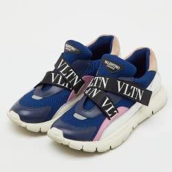 Pre Owned Valentino Multicolor Mesh and Leather VLTN Heroes Velcro Strap Sneakers Size 39